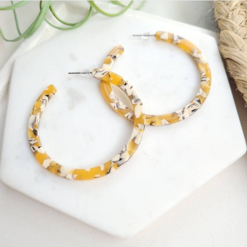 Cameron Hoop Earrings-Mustard
